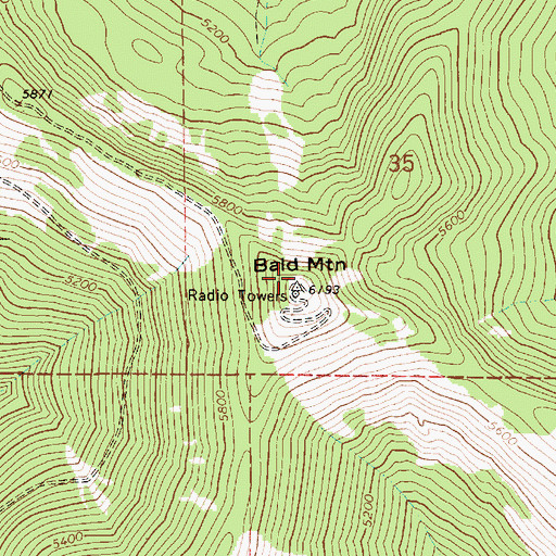 Topographic Map of Bald Mountain, ID