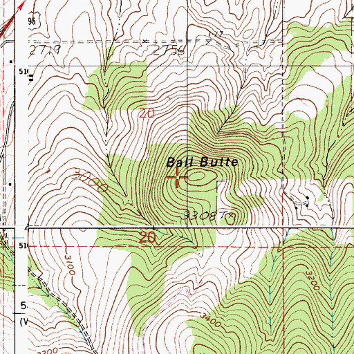 Topographic Map of Ball Butte, ID