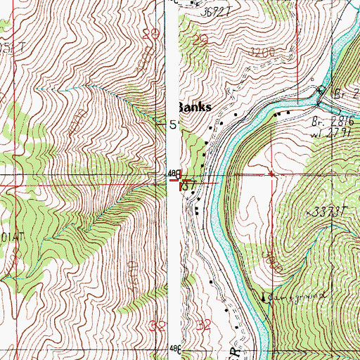 Topographic Map of Banks, ID