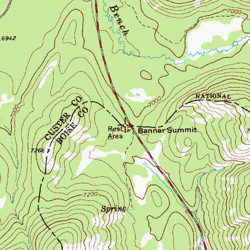 Topographic Map of Banner Summit, ID
