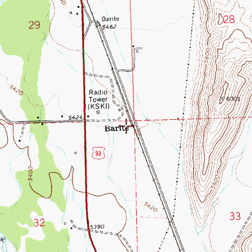 Topographic Map of Barite, ID