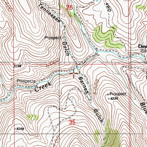 Topographic Map of Barnes Gulch, ID