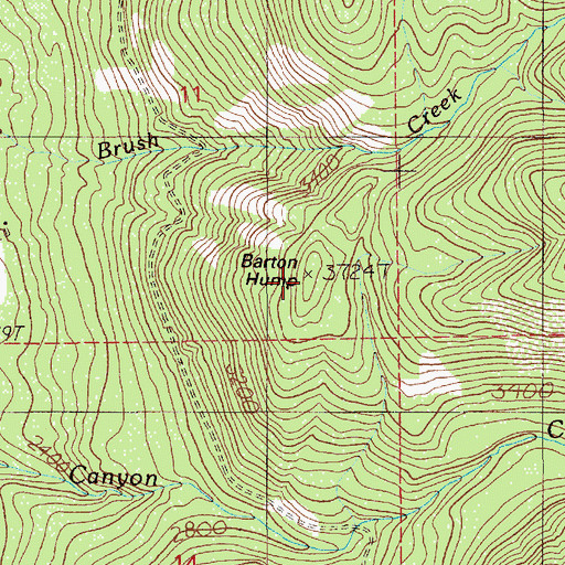 Topographic Map of Barton Hump, ID