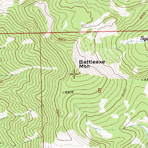 Topographic Map of Battleaxe Mountain, ID