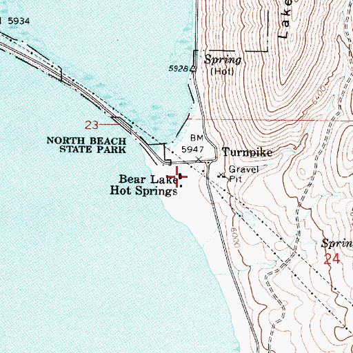 Topographic Map of Bear Lake Hot Springs, ID