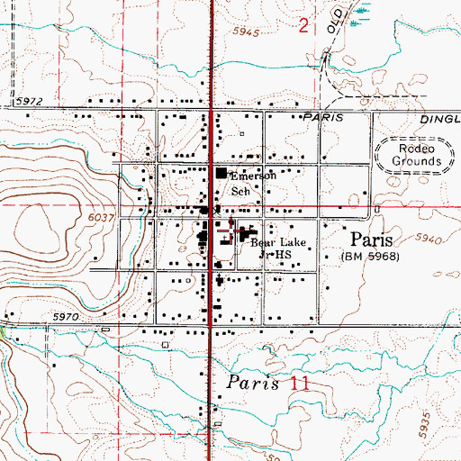 Topographic Map of Bear Lake Junior High School (historical), ID