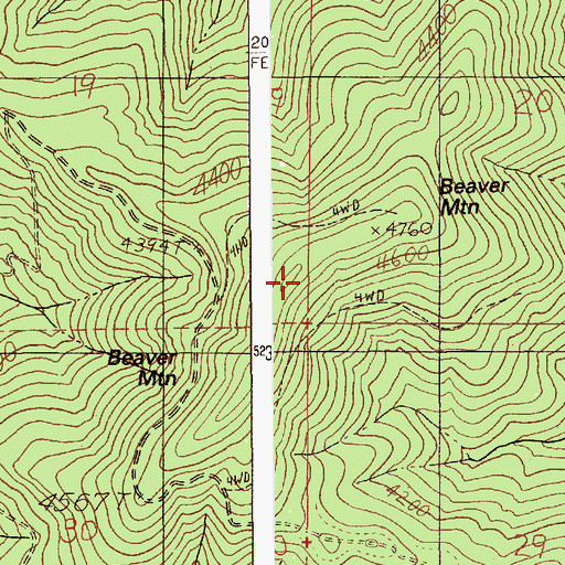 Topographic Map of Beaver Mountain, ID