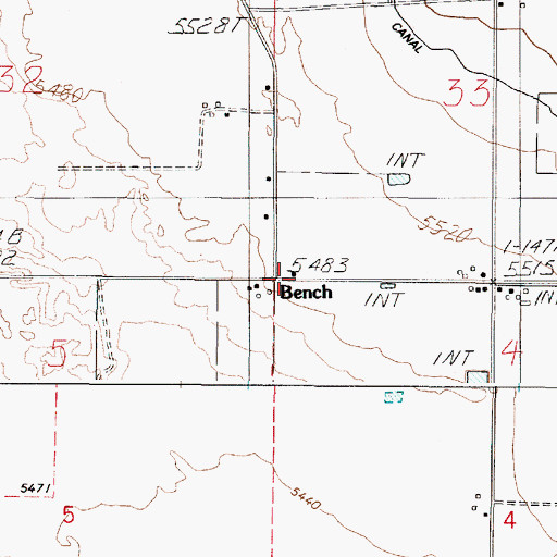 Topographic Map of Bench, ID