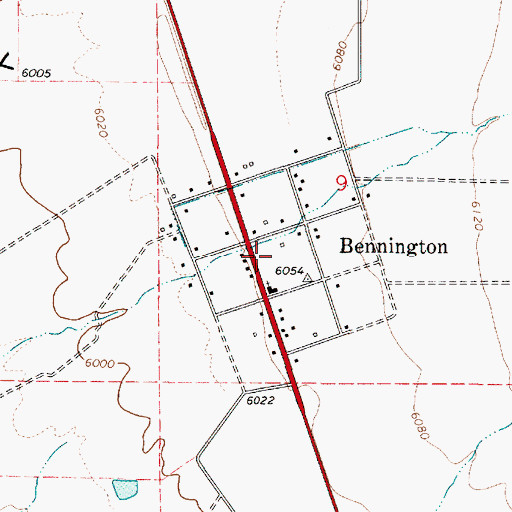 Topographic Map of Bennington, ID
