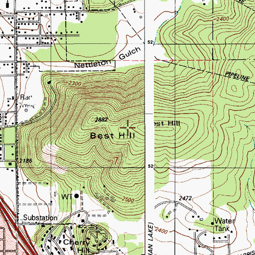 Topographic Map of Best Hill, ID