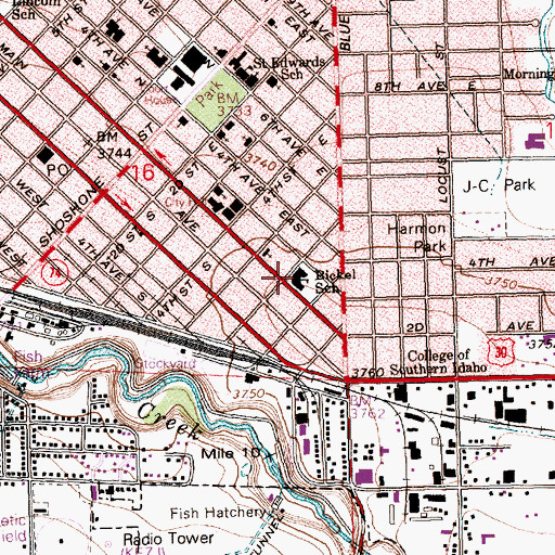 Topographic Map of Bickel Elementary School, ID