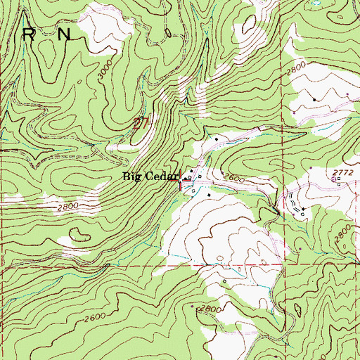 Topographic Map of Big Cedar, ID