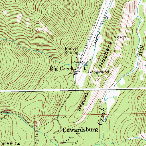 Topographic Map of Big Creek, ID