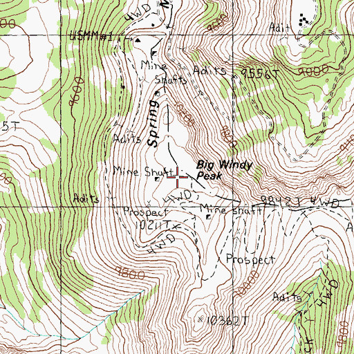 Topographic Map of Big Windy Peak, ID