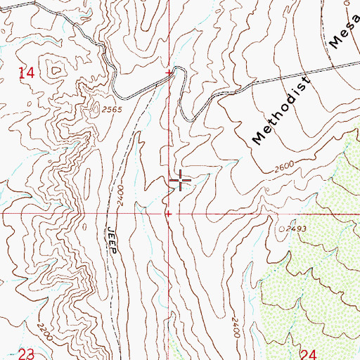 Topographic Map of Methodist Mesa Tank, AZ