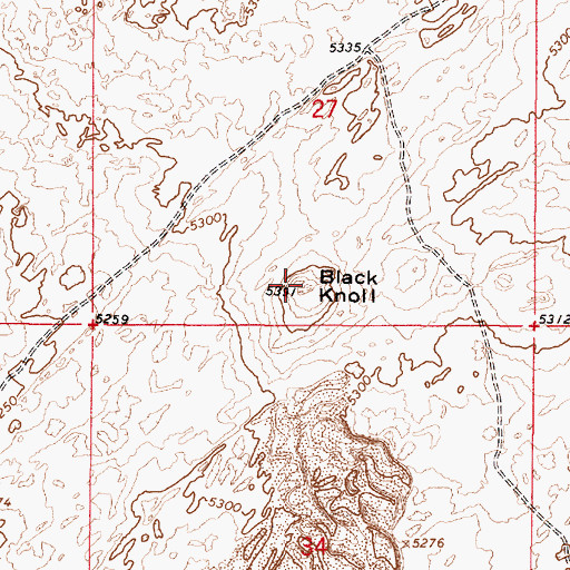 Topographic Map of Black Knoll, ID