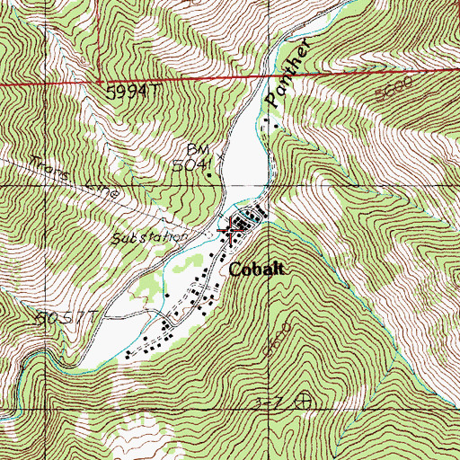 Topographic Map of Cobalt, ID