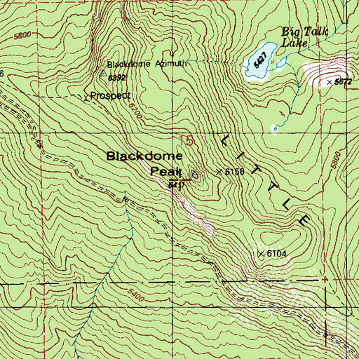 Topographic Map of Blackdome Peak, ID