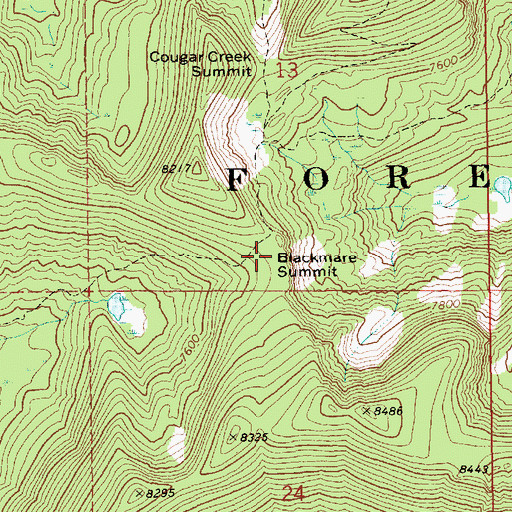 Topographic Map of Blackmare Summit, ID