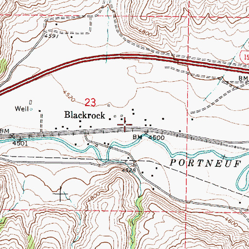 Topographic Map of Blackrock, ID