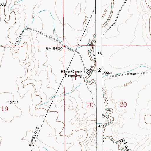 Topographic Map of Blue Creek Crossing, ID