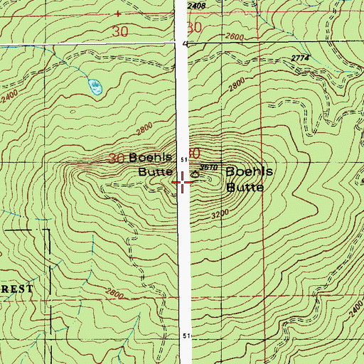 Topographic Map of Boehls Butte, ID