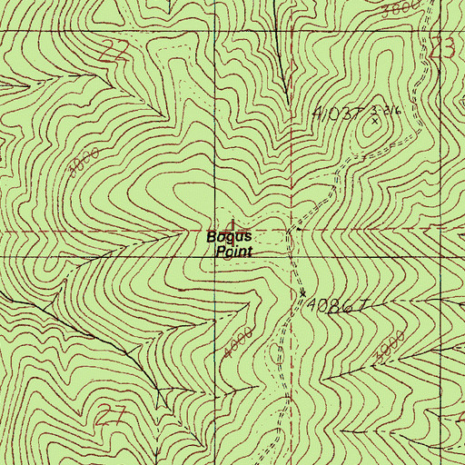 Topographic Map of Bogus Point, ID