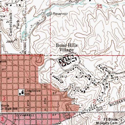 Topographic Map of Boise Hills Village, ID