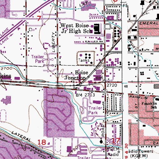 Topographic Map of Boise Junction, ID