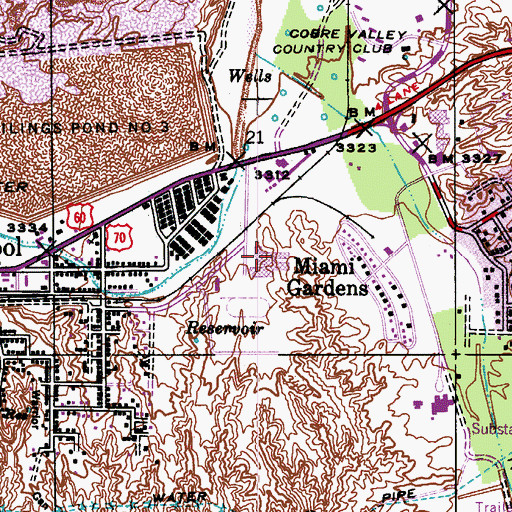 Topographic Map of Miami Junior Senior High School, AZ
