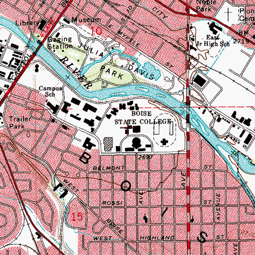 Topographic Map of Boise State University, ID