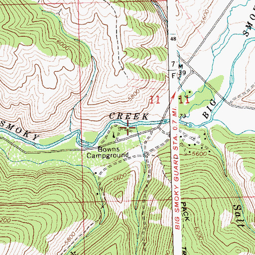 Topographic Map of Bowns Creek, ID