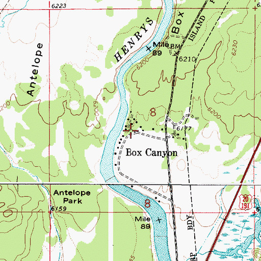 Topographic Map of Box Canyon, ID