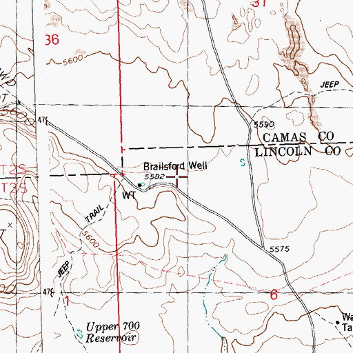 Topographic Map of Brailsford Well, ID