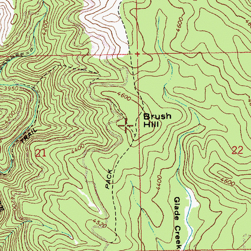 Topographic Map of Brush Hill, ID