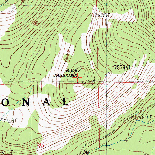 Topographic Map of Buck Mountain, ID