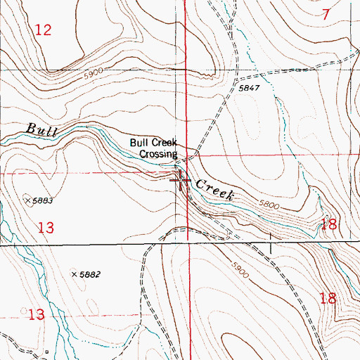 Topographic Map of Bull Creek Crossing, ID