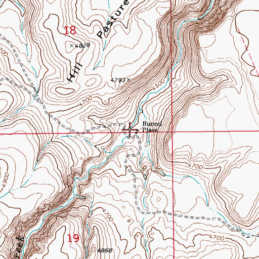 Topographic Map of Buncel Place, ID