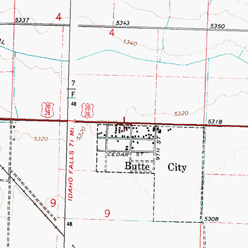 Topographic Map of Butte City, ID