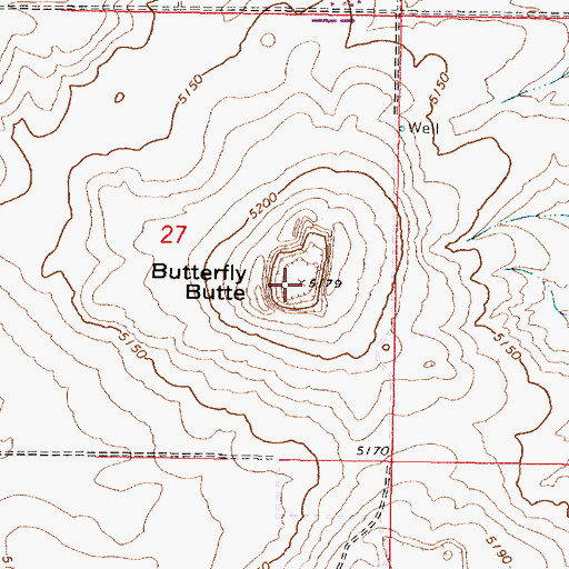 Topographic Map of Butterfly Butte, ID