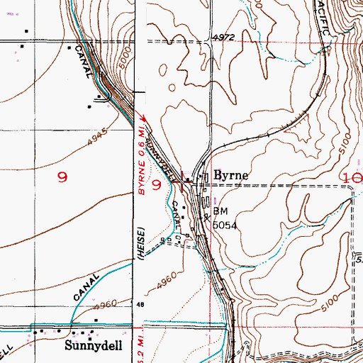 Topographic Map of Byrne, ID