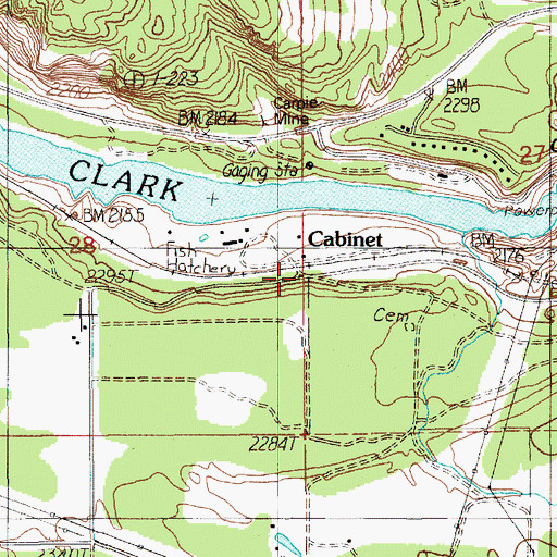 Topographic Map of Cabinet, ID