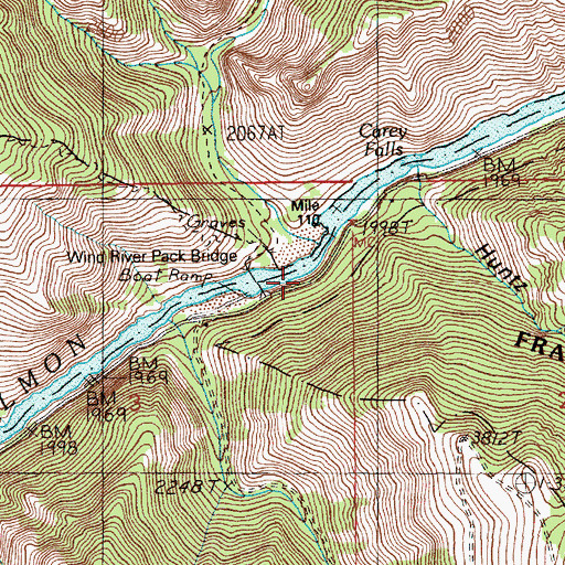 Topographic Map of Cable Car Crossing, ID