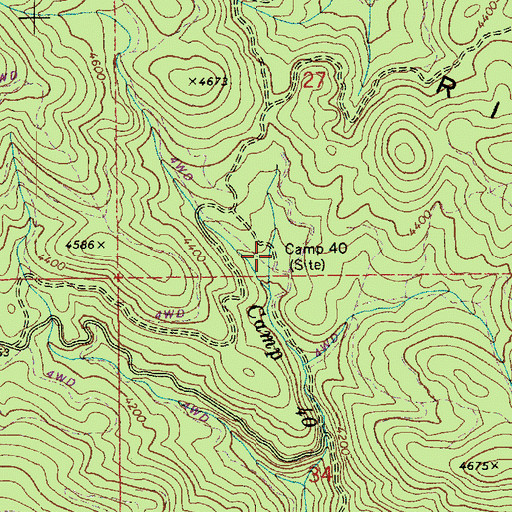 Topographic Map of Camp Forty, ID