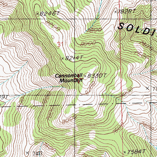 Topographic Map of Cannonball Mountain, ID