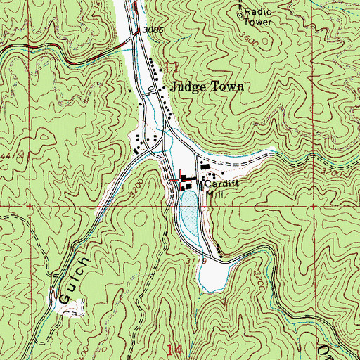 Topographic Map of Cardiff Mill, ID