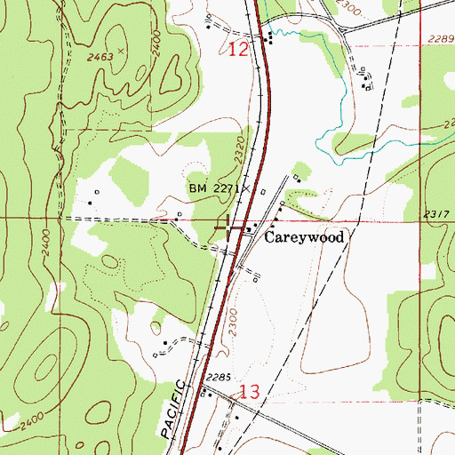 Topographic Map of Careywood, ID