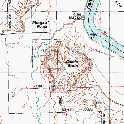 Topographic Map of Castle Butte, ID