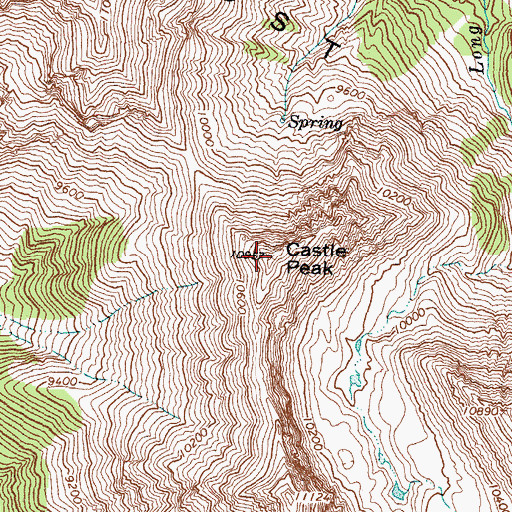 Topographic Map of Castle Peak, ID