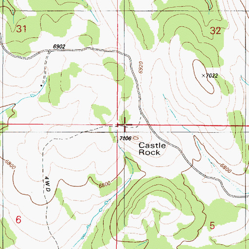 Topographic Map of Castle Rock, ID